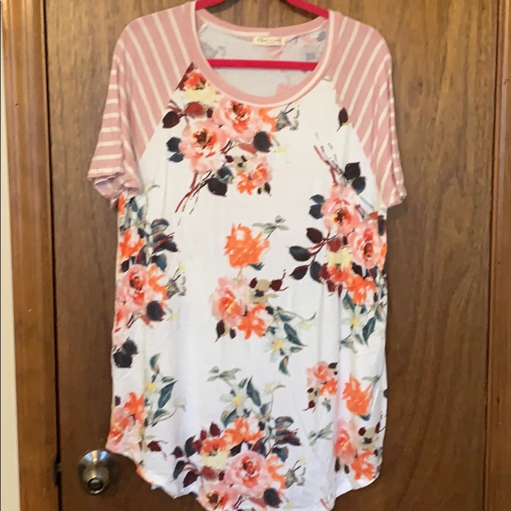 Floral/stripes top